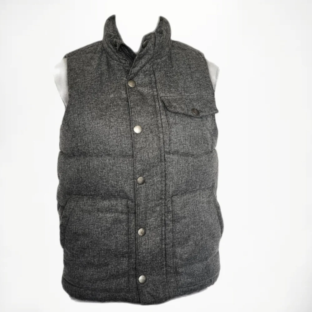 Old Navy Boys/Girls Quilted Gray Puffer Vest Flannel Look Sz L 5 Pockets…